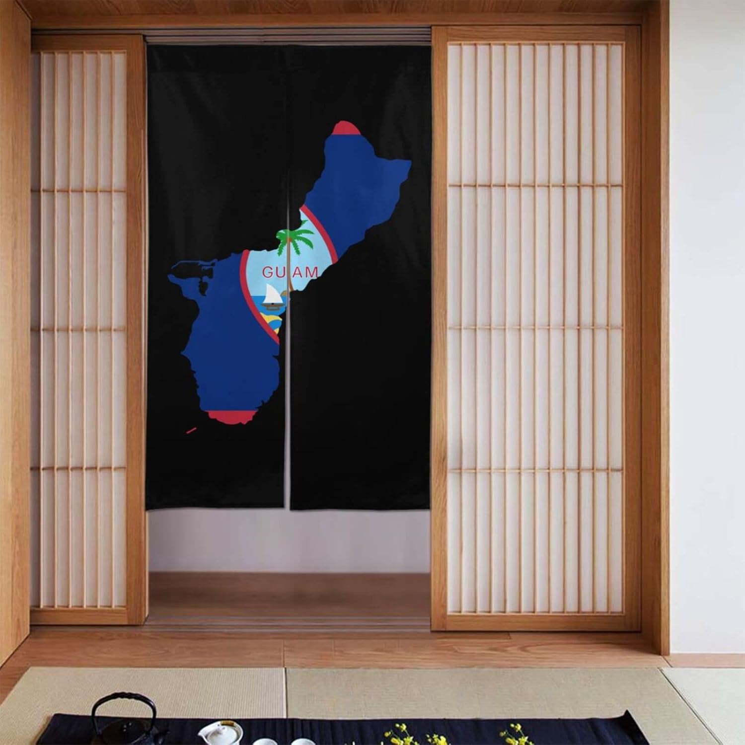 Guam Terrain Map Blackout Curtains for Doorways Bedroom Kitchen Door Curtain 34x56in Indoor Partition Shading Decor Window Curtains