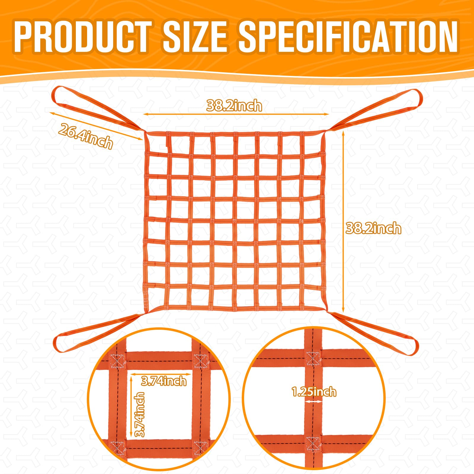 Cargo Lifting Net,Lifting Net 3.28' x 3.28',660lbs Load Capacity,Nylon Hoisting Net 10CM Square Hole widely Used in Logistics, Construction, Aviation, Railway, Shipping, Ports (1M*1M)