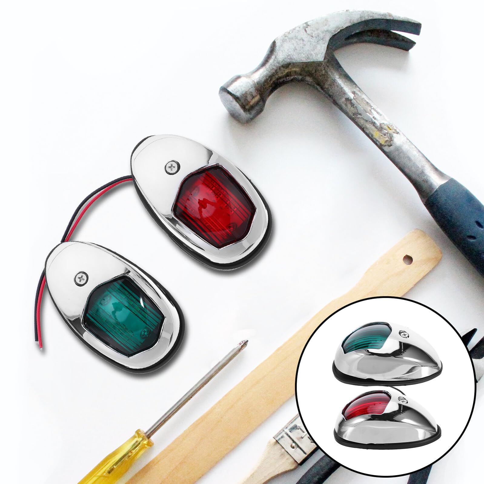 ABOOFAN 2pezzi Luci di Navigazione LED per Barca 12v Impermeabili per Barca da Pesca e Scafo Veloce Corpo in Abs e Acrilico Argento per Uso Notturno