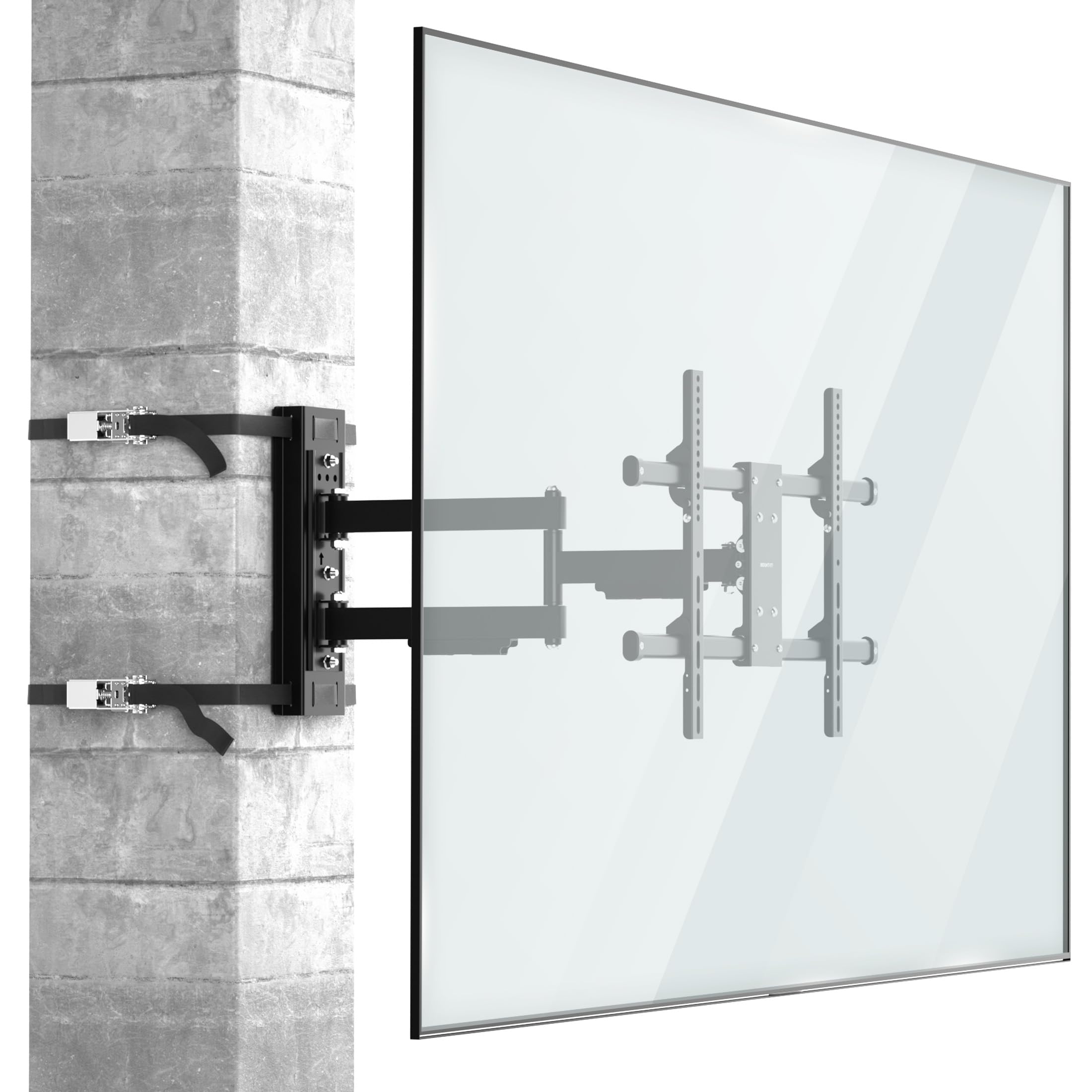 Mount-It! Weatherproof Pillar TV Mount, Column Post Mount for Patio Gazebo Pergola, Full Motion Swivel Tilt Extend, Fits 37-83 Inch TVs up to 110 lbs, VESA 200x200 to 600x400, No Drill Strap-On