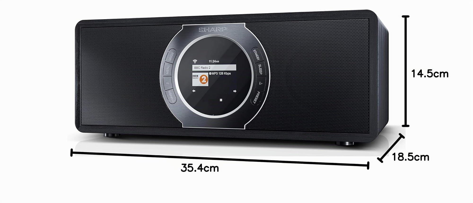SHARP DRI470 Stereo Internetradio/Digitalradio (DAB/DAB+/FM mit Bluetooth, WLAN, DLNA, 3,5mm Klinke, Wecker-Funktionen, 30 Watt), schwarz