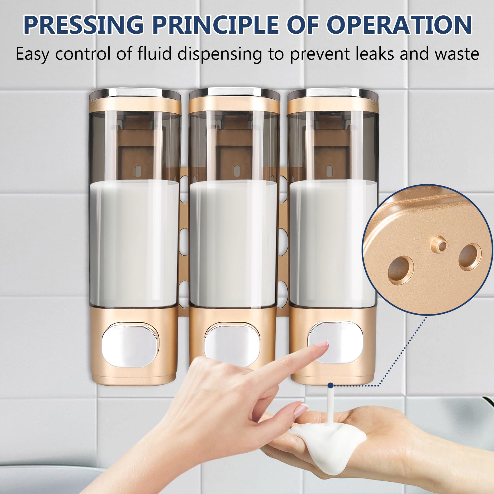 FWUNYVN 3in1 Shampoo Dispenser For Shower,Bathroom Wall Mounted Shower Pump