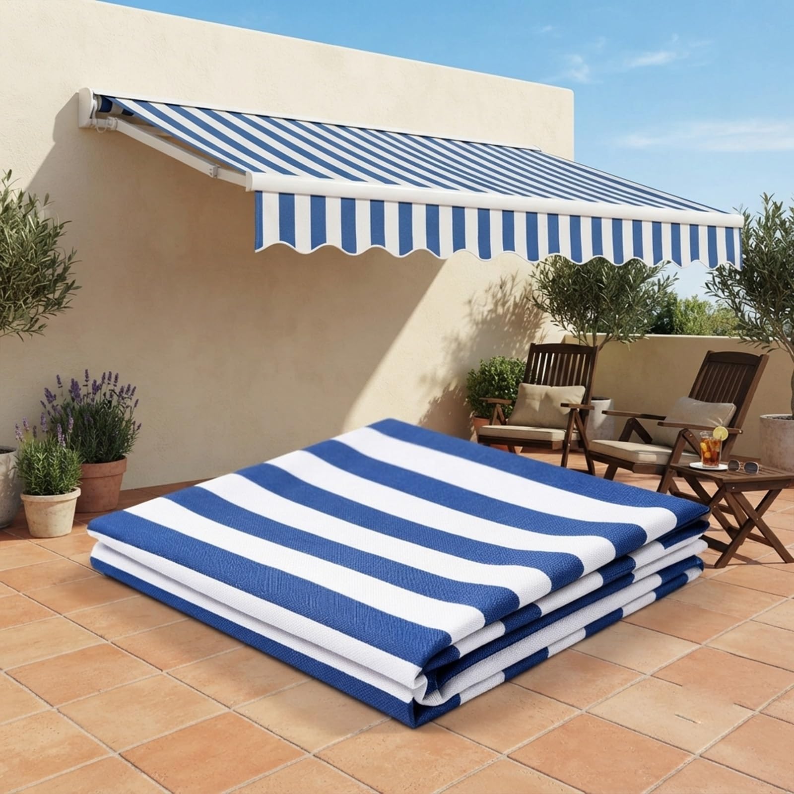Toile De Remplacement Store Banne | Toile De Rechange En Acrylique Imperméable 420x300 (dimensions Personnalisables)(D,8x11ft(2.4x3.3m))