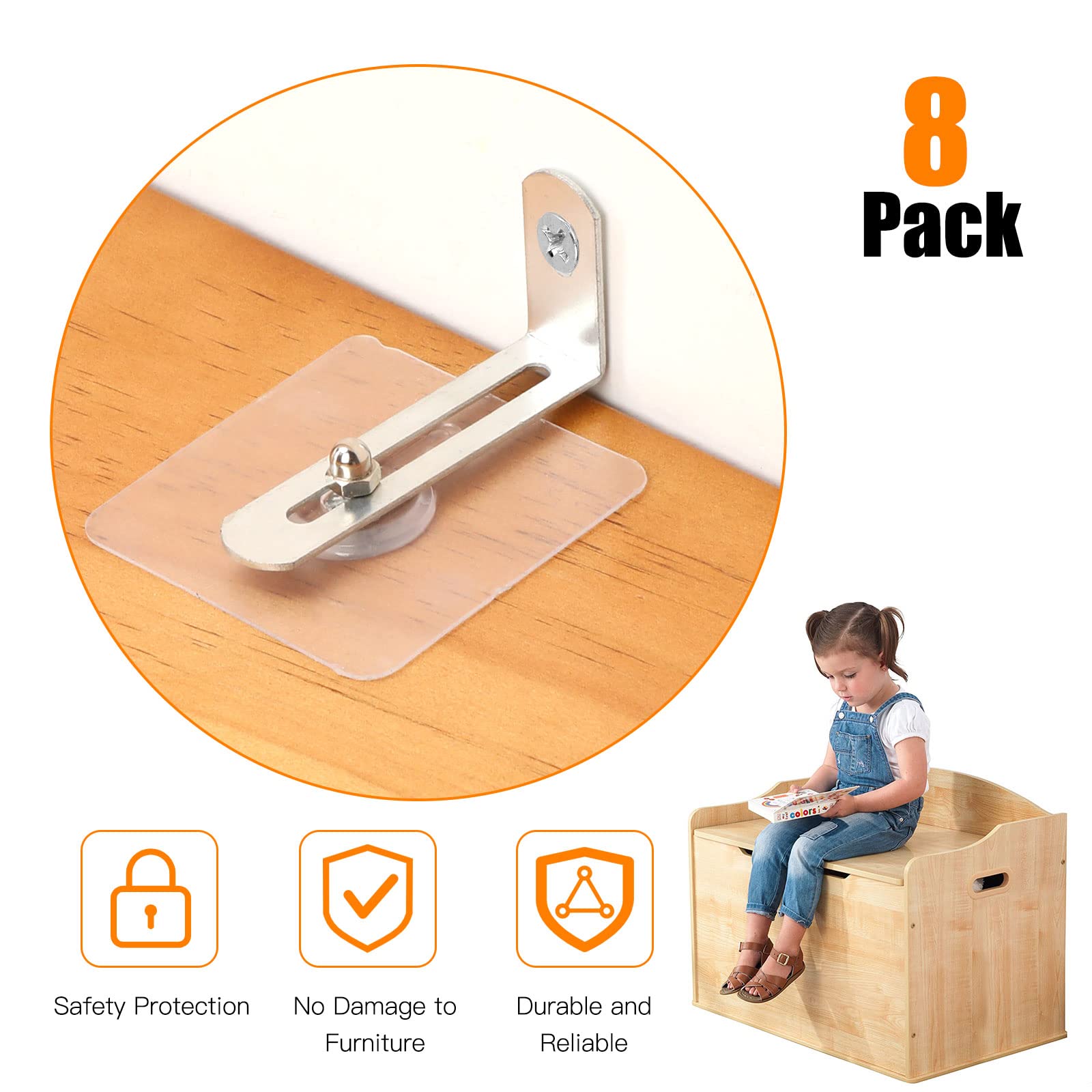 OOTSR Ancrage de Sécurité de Meuble, 8 Paquets Anti-Basculement Kit pour Protection des Bébés et Animaux, Métal Sangle Muraux