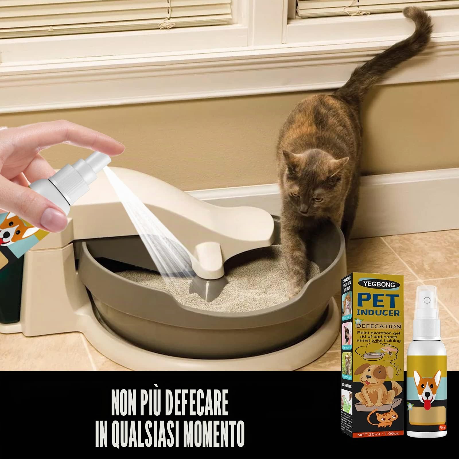 Spray addestramento cuccioli vasino per cani gatti pipì qui