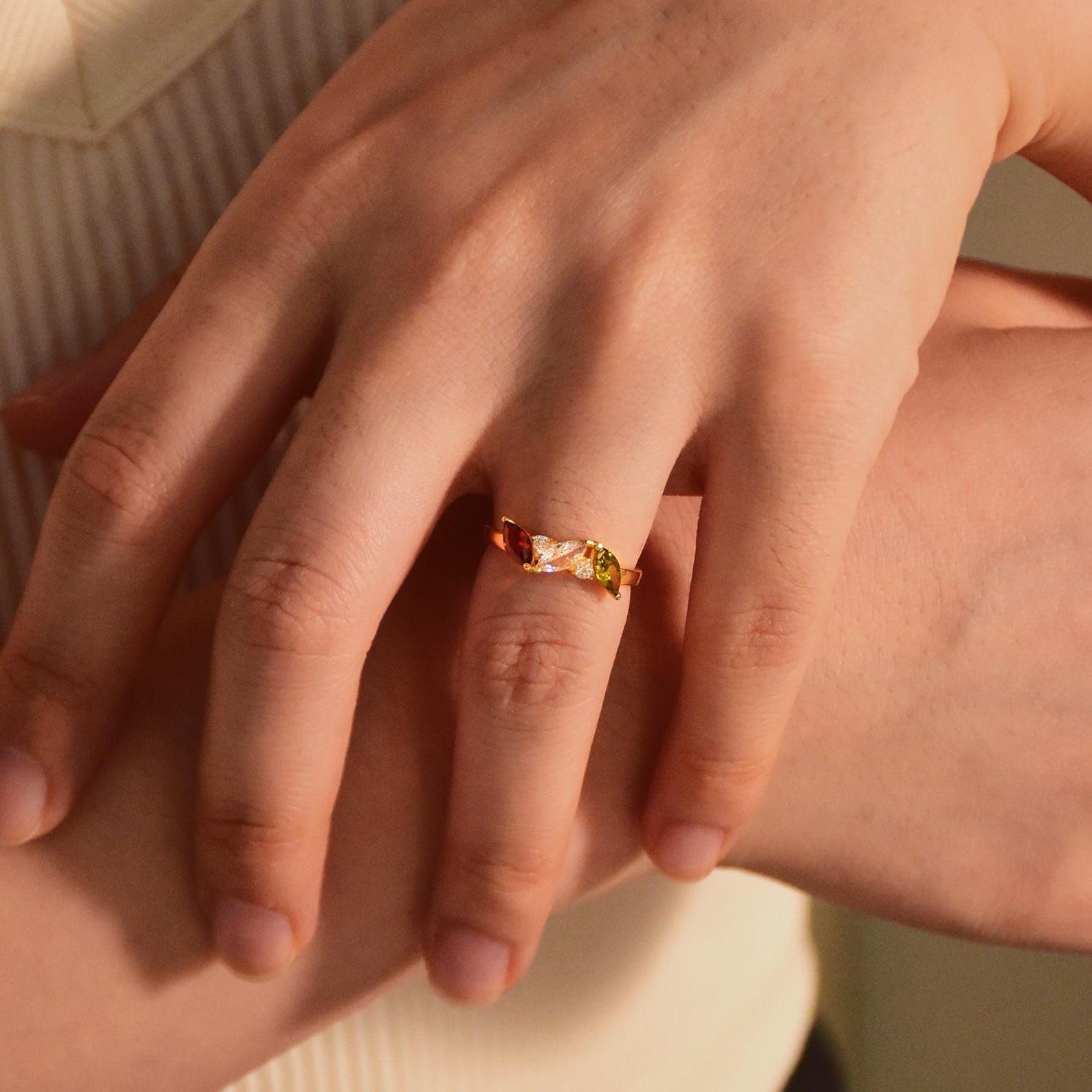 Personalizzato marquise pietra portafortuna anelli, multiplo speciale Natale per lei