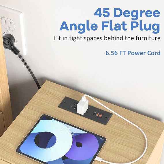Recessed Power Strip with PD 20W USB C, Desk Outlet Recessed Power Socket Charging Station, Furniture Outlet for Drawer, Side Table, Sofa Table