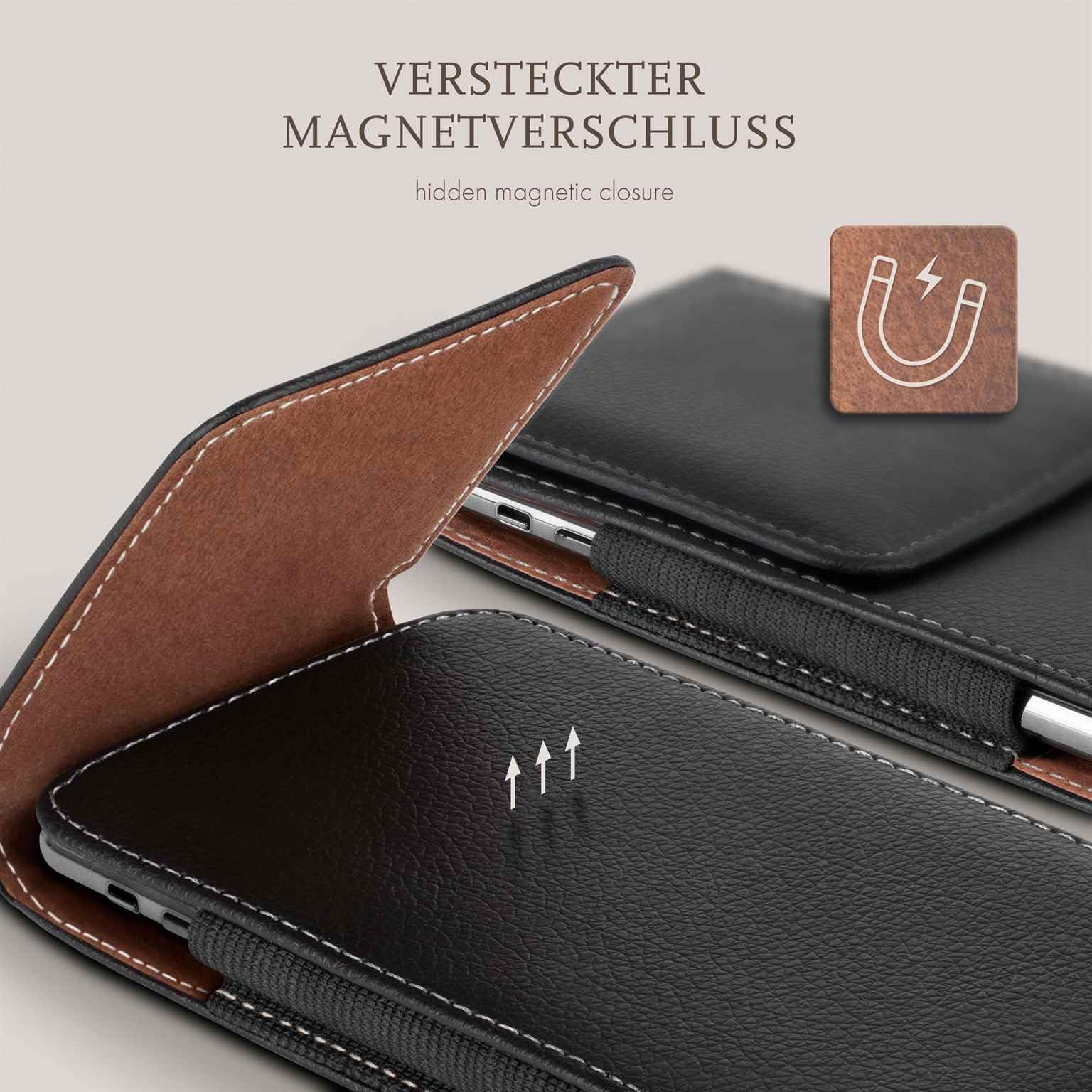 moex Plug Case Compatibile con Xiaomi Redmi Note 9S Custodia con Clip per Cintura Cellulare Marsupio in Pelle Vegana Custodia Custodia Custodia Flip Custodia Flip Custodia Pieghevole - Nero