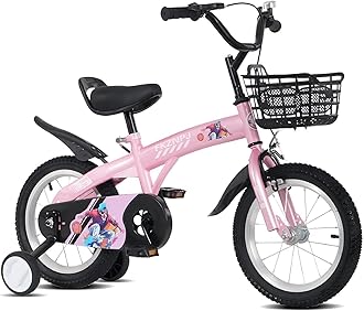 KWOJU 16 18 inch Sporty Kids Bike with Training Wheels and Stand Adjustable Saddle Suitable for Boys and Girls Aged 4-8 Years Tall Height 41-53 inches Available in a Variety of Colors