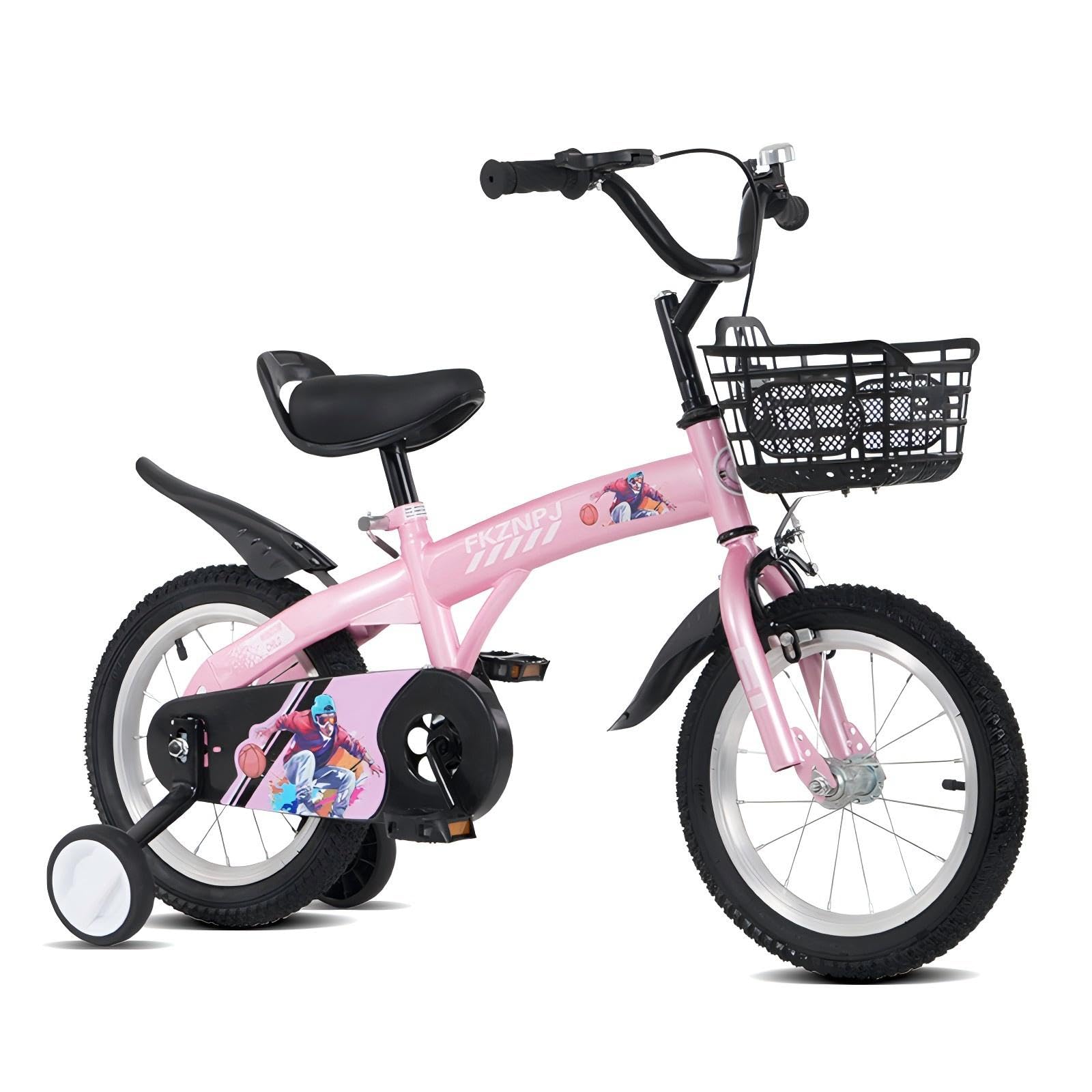 16 18 inch Sporty Kids Bike with Training Wheels and Stand Adjustable Saddle Suitable for Boys and Girls Aged 4-8 Years Tall Height 41-53 inches Available in a Variety of Colors