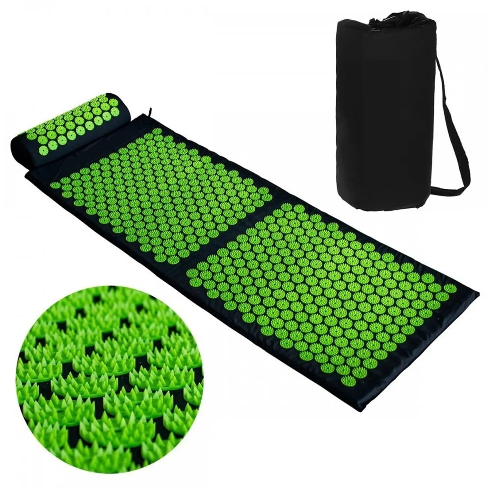 Esterilla Acupresion Juego de estera de acupresión con esponja de flor de loto de 130x50x2,5 CM for estera de masaje de acupuntura for Yoga(Green)