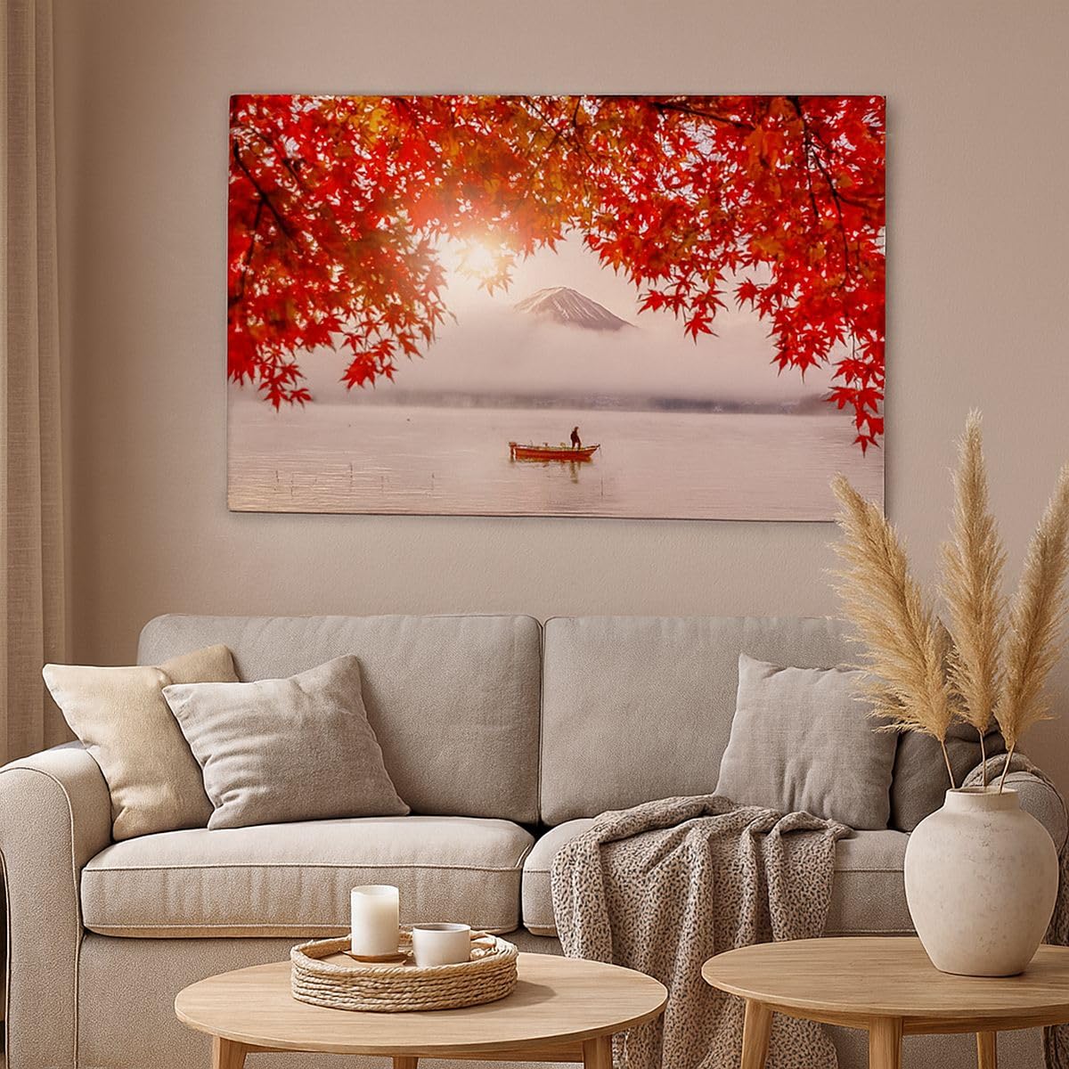 ARTTOR Cuadros Decoracion Salon volcán lago Lienzos decorativos 120x80cm Cuadro Sobre Lienzo Moderno Dormitorio Cocina Cuadros Pared Imágenes Wall Art Prints Decor Canvas Grande XXL AA120x80-4107