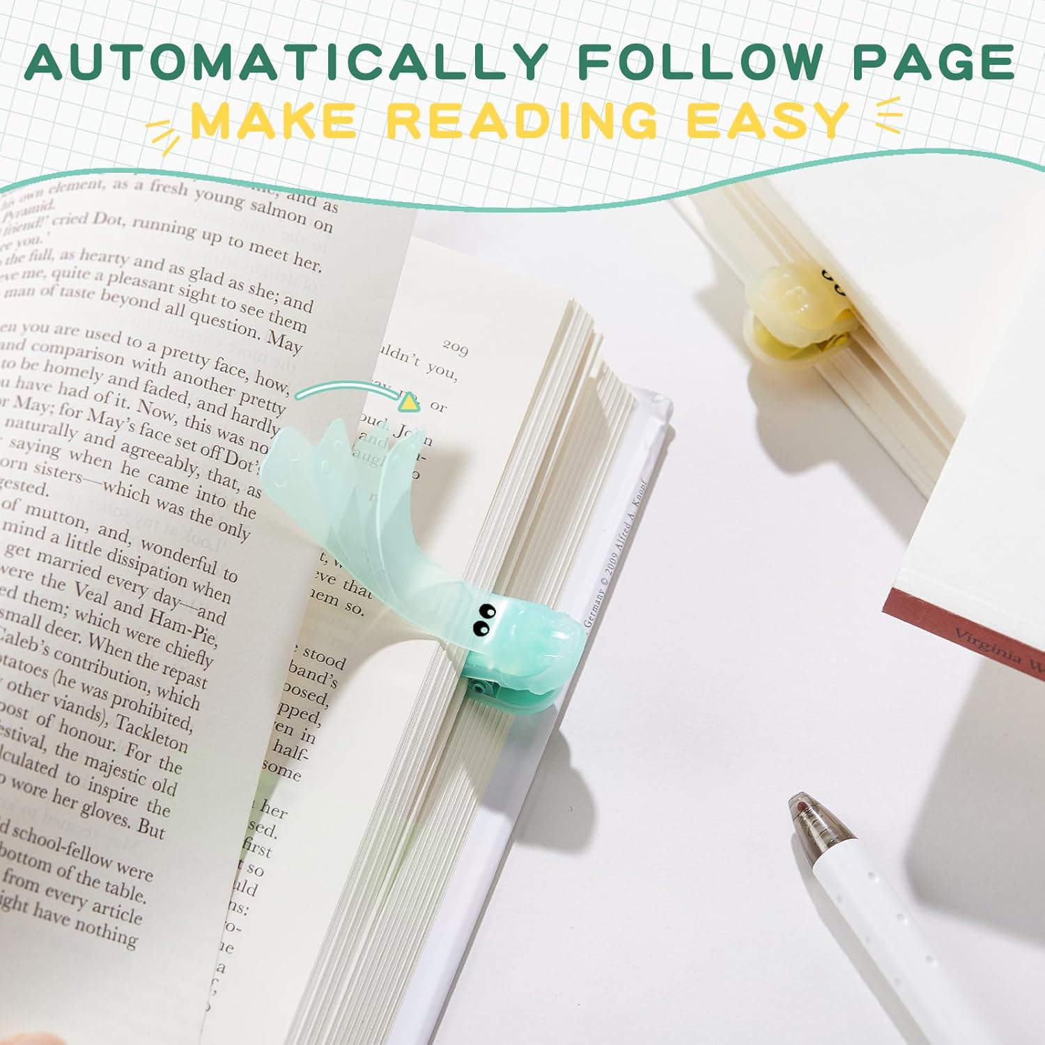 3pcs Automatic Bookmark Silicone, Bookmarks for Women, Book Marks for Reading Women, Cute Unique Book Markers for Reading, Reading Accessories Gifts for Book Lovers - Image 3