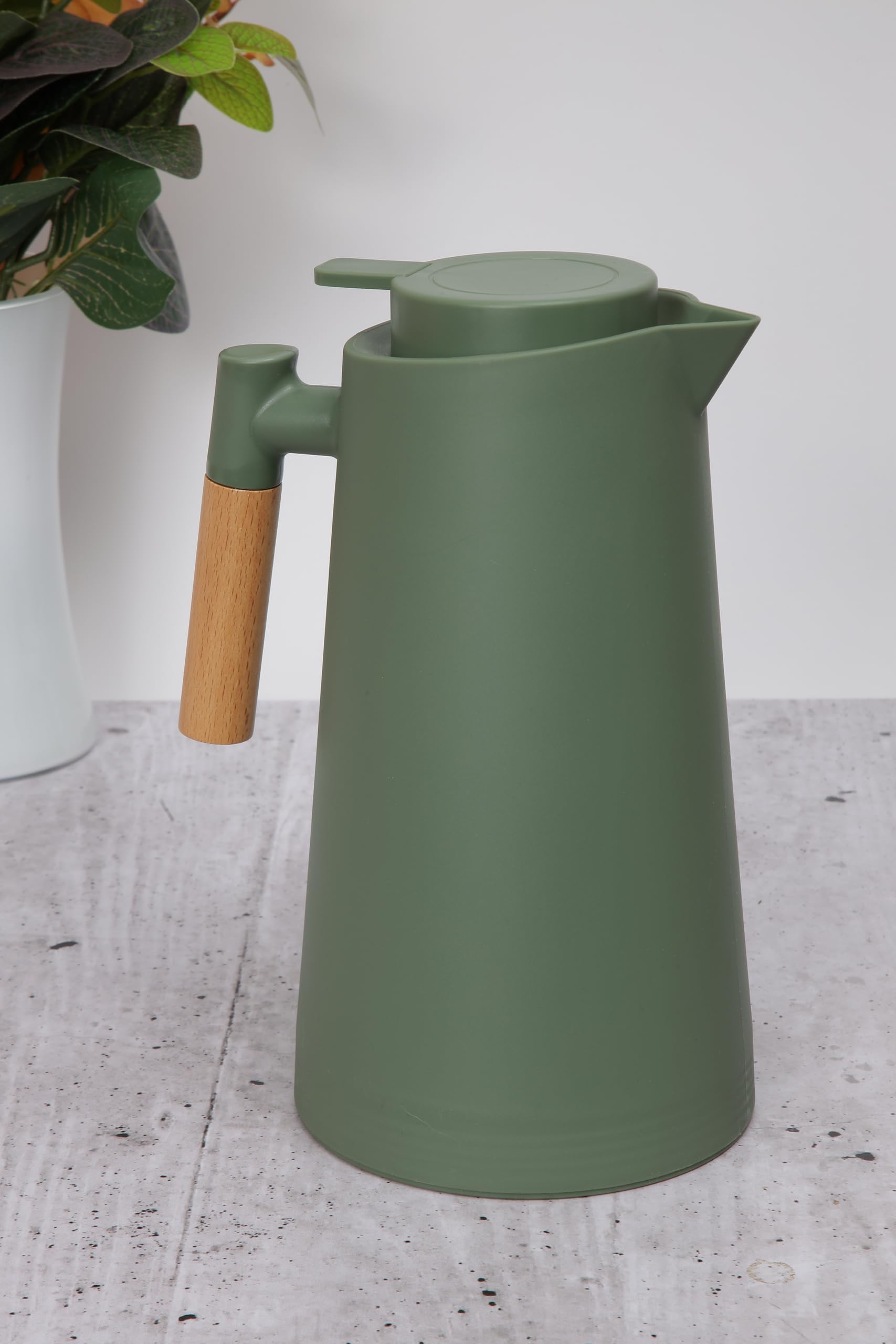 Mimo Style Garrafa Térmica Vetro Jade com Cabo Madeira 1L Possui