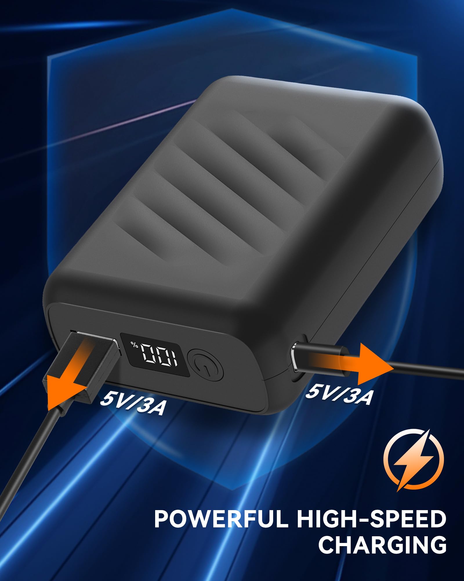 FERNIDA Batterie externe 20 000 mAh - Fonction de charge rapide - Avec ports DC, USB et Type-C - Pour vêtements chauffants, banque de batterie externe portable pour gilet chauffant, pantalon et