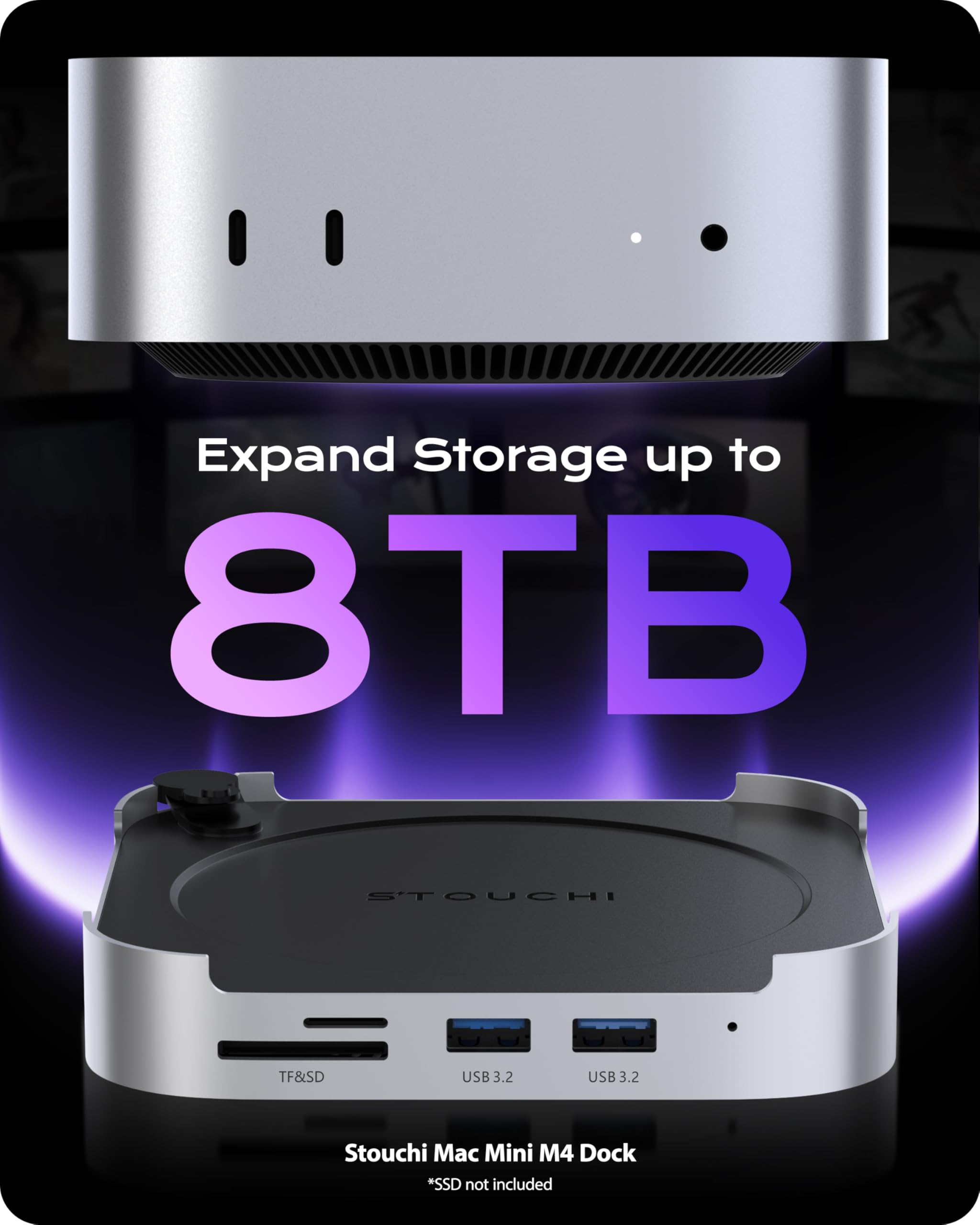 Amazon.com: Mac mini M4 Dock with NVMe SATA SSD Enclosure, Stouchi