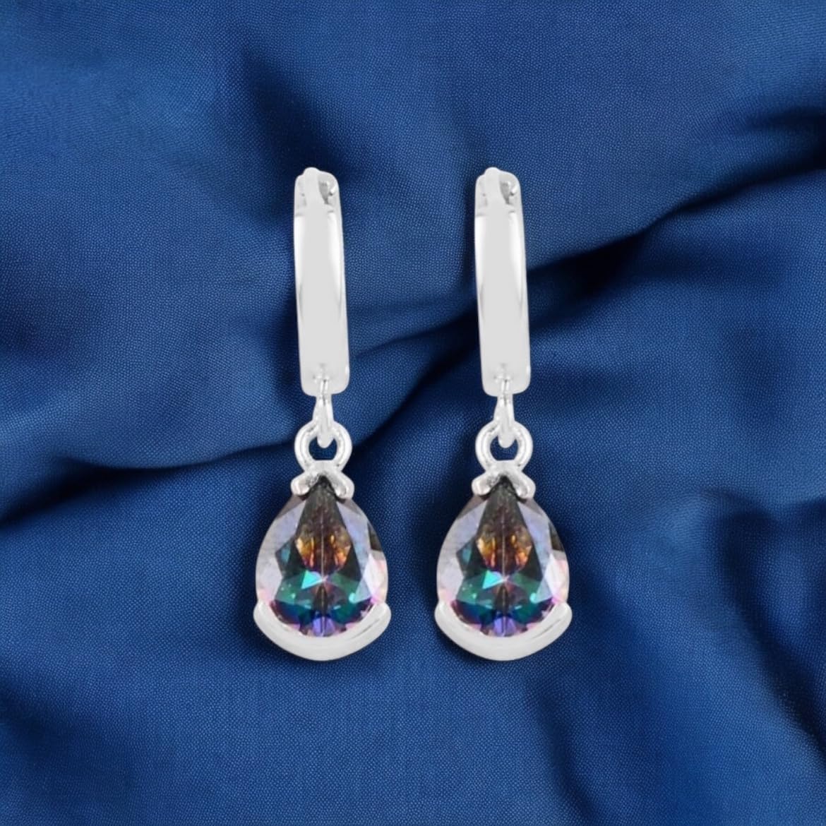 GARVIS Mystic Topaz Earrings; 925 Premium Sterling Silver: For Women, Anniversary, Valentine’s Day, Birthday, Christmas, Jewelry Gift