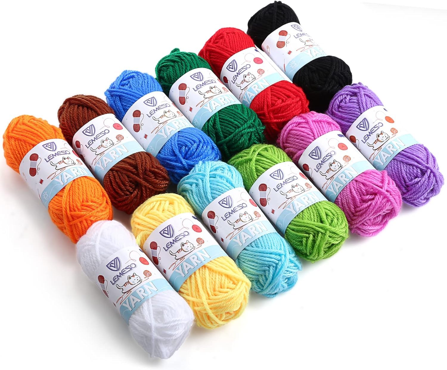 12 x 15g Acrylic Yarn for Crocheting Soft Crochet Thread for Crafts Multicolor Skeins for Knitting DIY Mini Bulk Yarn for Child Gift for Beginners Adults