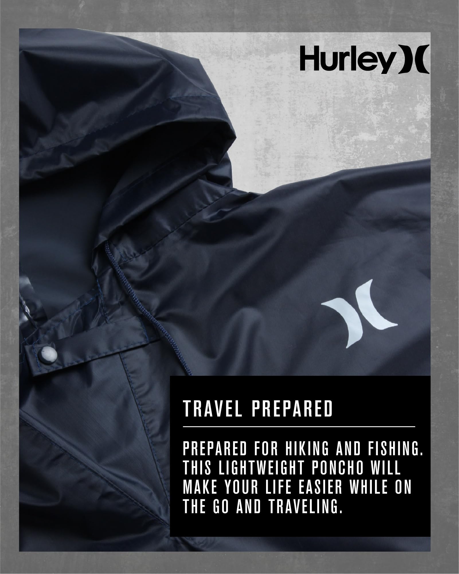 Hurley Poncho per adulti – Poncho impermeabile per adulti, leggero e ripiegabile per escursionismo, campeggio ed emergenza