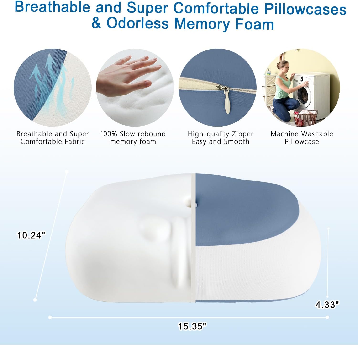 CHxxy Ergonomic Cervical Pillow for Neck Support - 11cm Contour Memory Foam Pillow with Cooling Removable Cover, Designed for Short-Term Relaxation