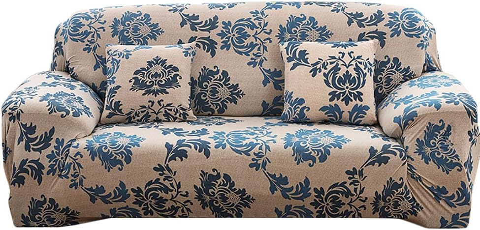 NovaDecor Sofa Cover 3 Seater Stretch Elastic Polyester Fabric Soft Couch Cover Floral Print Slipcover