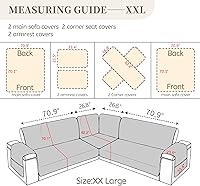 Vista 3 de Fundas de sofá seccional para perros 100% impermeables, funda de sofá en forma de L para esquinas, de terciopelo, lavable, antideslizante