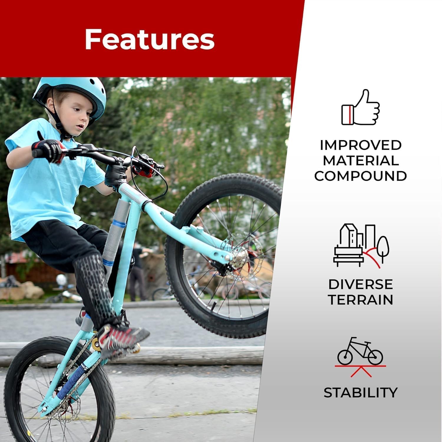 Fincci Pneu BMX 20x1.95 Pouces 53-406 Pliable avec 2 Chambres Air Lot de 2 | Pneus Pliables 20" - 27 TPI 40 PSI - 2x Chambres Air Valve Auto pour Freestyle Street Park Dirt Terrain Enfant Garçon Fille