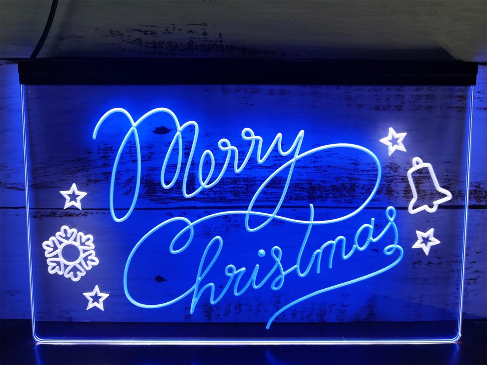 Zayeksole White Blue Merry Christmas Neon Sign For Wall Decor, Dual Color Dimming Usb Powered Led Neon Lights For Christmas Party,Shop Windows,,40X30cm