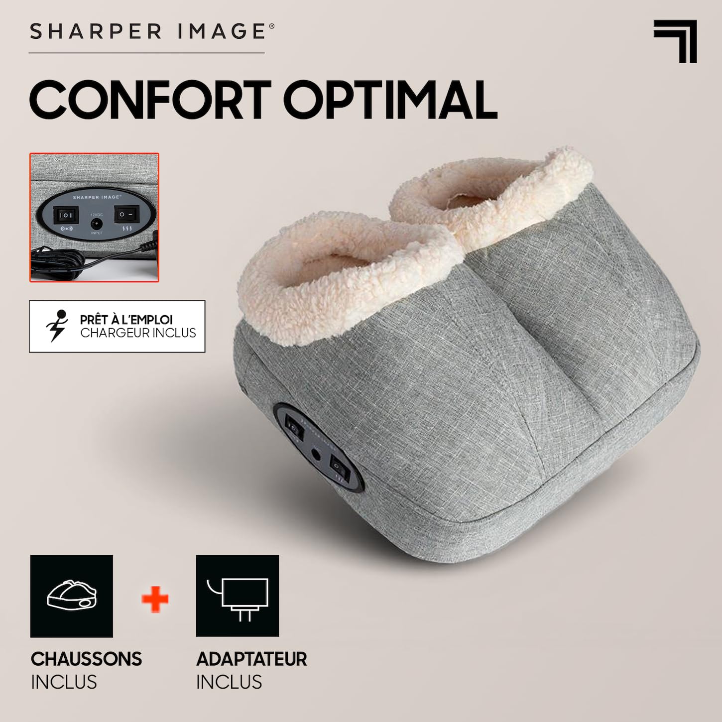 SHARPER IMAGE - Masseur de Pieds Vibrant Et Chauffant - Chauffe-Pieds électrique - Massage Et Relaxation - Massage Voute Plantaire - Pour Toutes Les Tailles - Cadeau Femme - Cadeau Homme