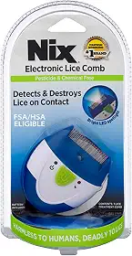 Nix Pente eletrônico para piolhos mata instantaneamente piolhos e ovos e remove do cabelo, branco/azul, 1 unidade (pacote com 1)