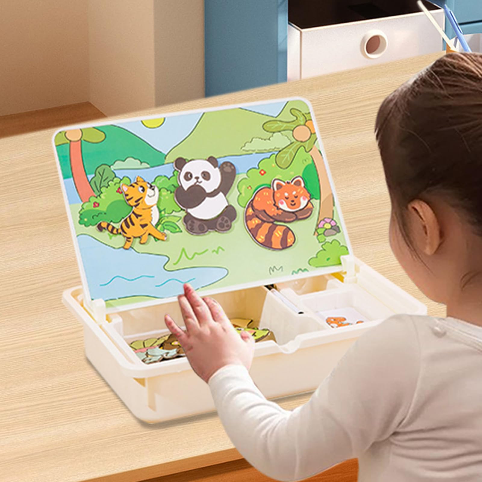 Scatola di puzzle magnetica – di puzzle magnetico per bambini piccoli asilo – Attività creative da viaggio con scatola di trasporto per ragazzi e ragazze asilo