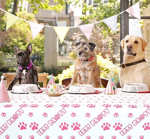 Miniatura 3 de 4 manteles de plástico desechables con estampado de patas de cachorro y perro de 51.2 x 86.6 pulgadas, suministros para fiestas de perros y gatos