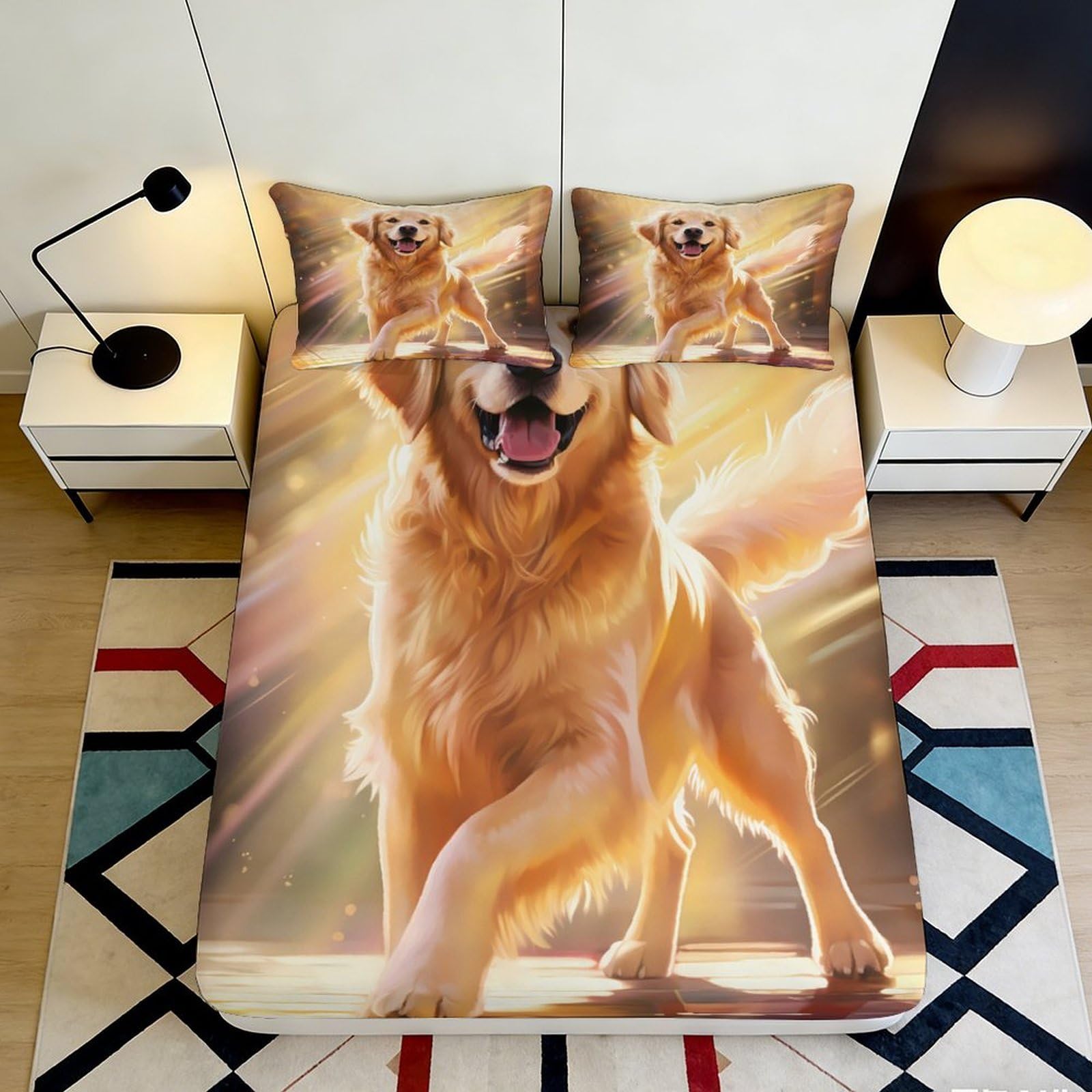Pnayamiorkfel Style-6 3D Printed Golden Retriever Fitted Sheet Microfiber Soft Bedroom Decor Dog Mattress Cover For Home Dorm Room 90X200x25cm