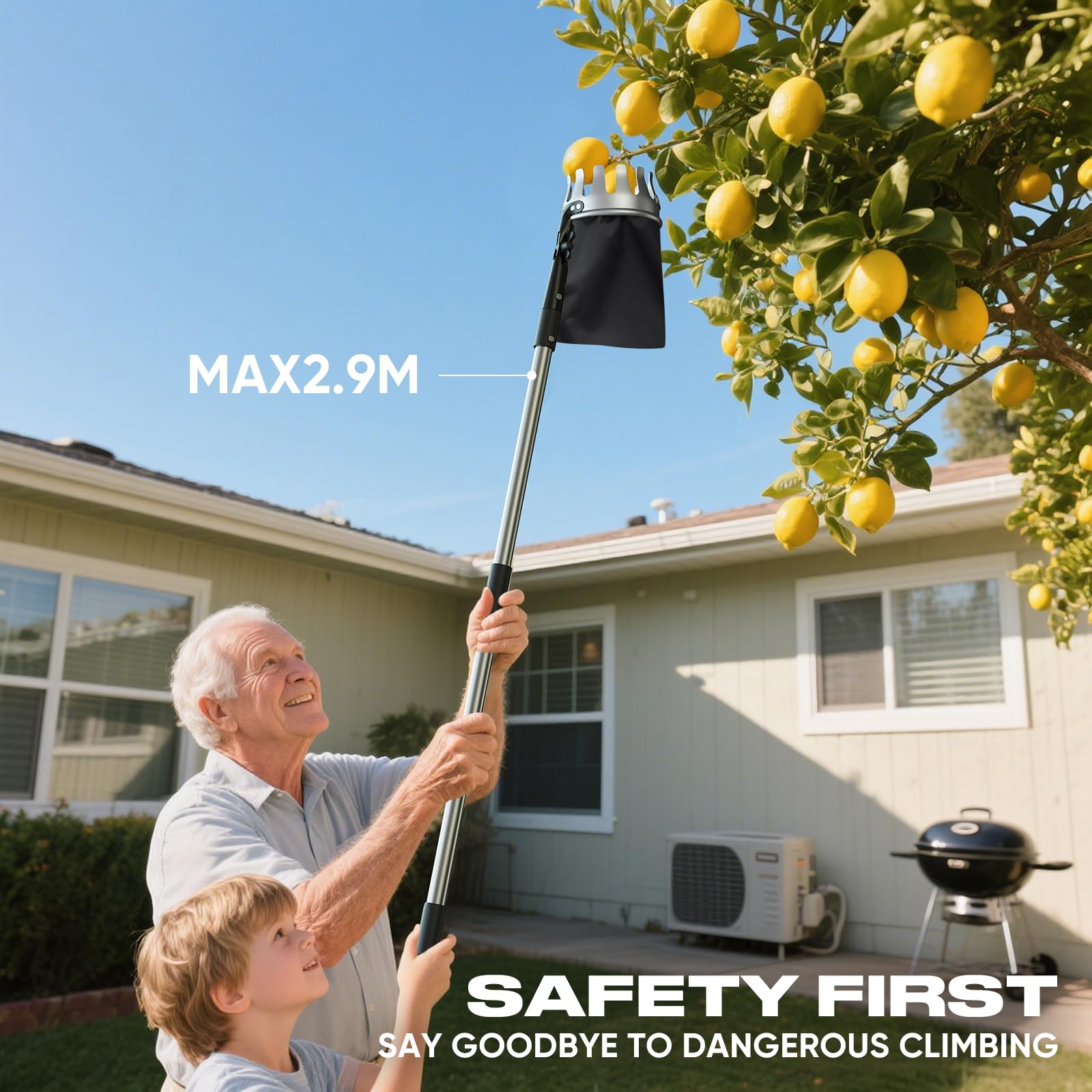 Obstpflücker 2,9 Meter Mit Schnittklinge - Sicher Ernten Ohne Leiter