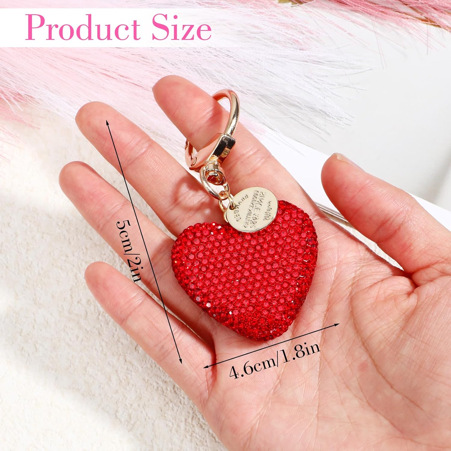 Rhinestone Heart Keychain, Crystal Keychains for Women Bag Car Keys Aesthetic Charms Purse Accessories - Image 6