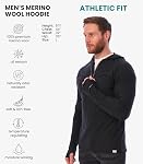 Merino Wool Base Layer Men Lightweight Hoodie - Half Zip Merino Wool Long Sleeve Thermal Shirt Slim Fit