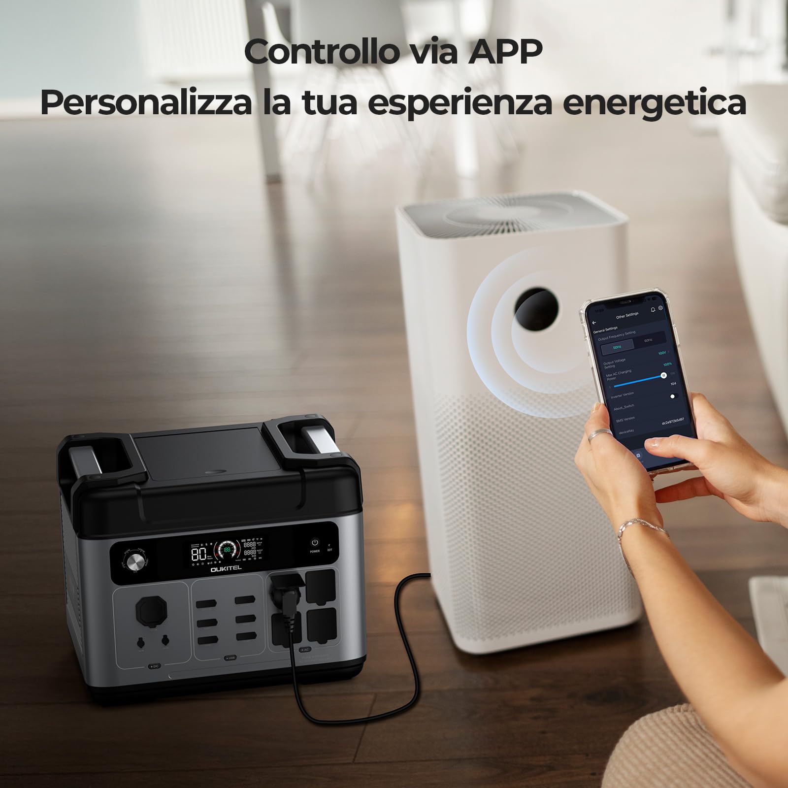 OUKITEL P2001 Plus Centrale Elettrica Portatile 2048Wh, Generatore Solare Batteria LiFePO4, 4 prese AC da 2400 W (4800 W Pic), Ricarica Rapida da 0 a 80% in 1 H per Casa Campeggio Emergenza, APP
