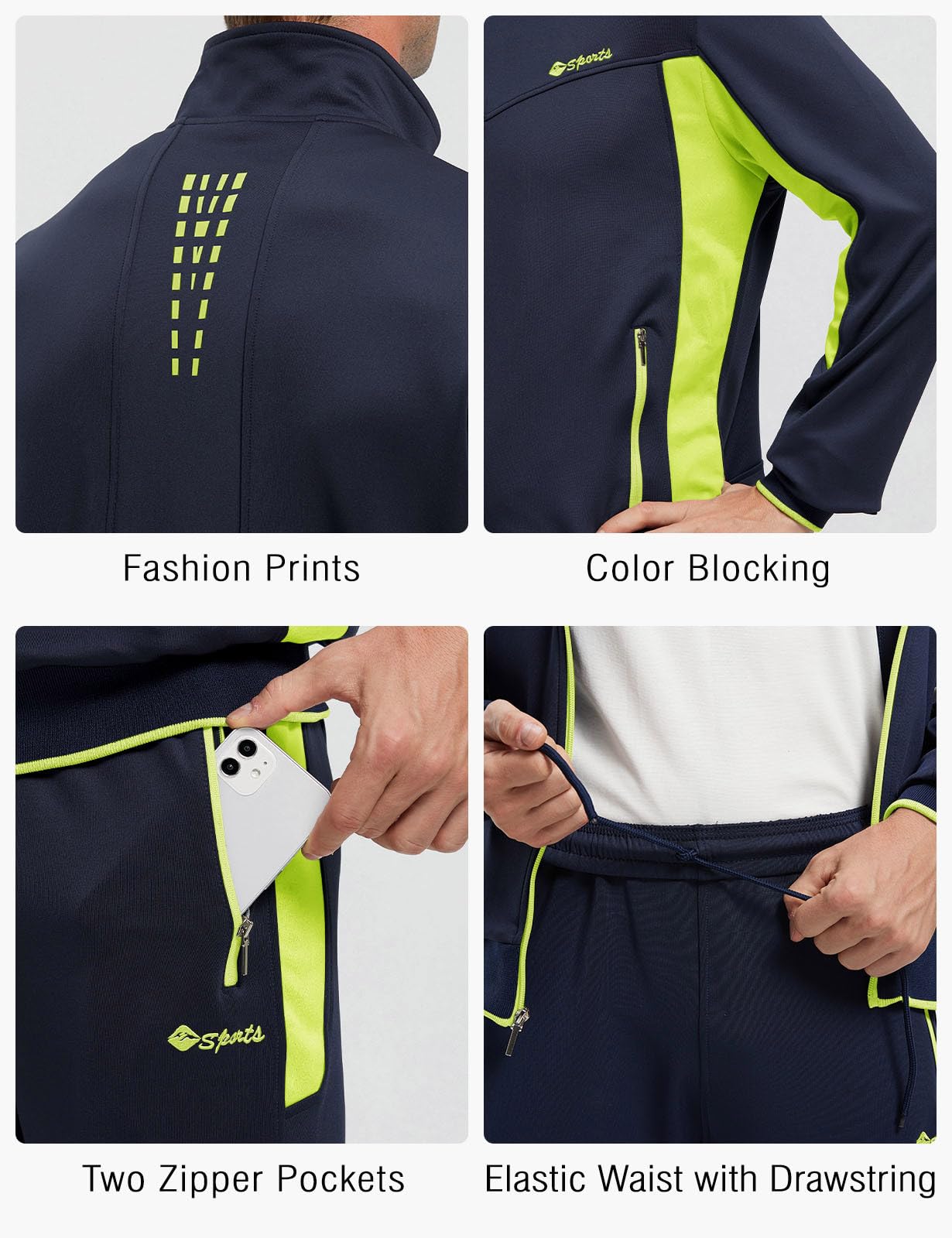 Rdruko Tuta da uomo atletica con zip intera casual sport jogging palestra tuta