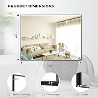 Vista 9 de Bonverre Espejo rectangular de pared de 27 x 36 pulgadas, espejo rectangular con marco de aluminio para baño, tocador, dormitorio, sala de estar