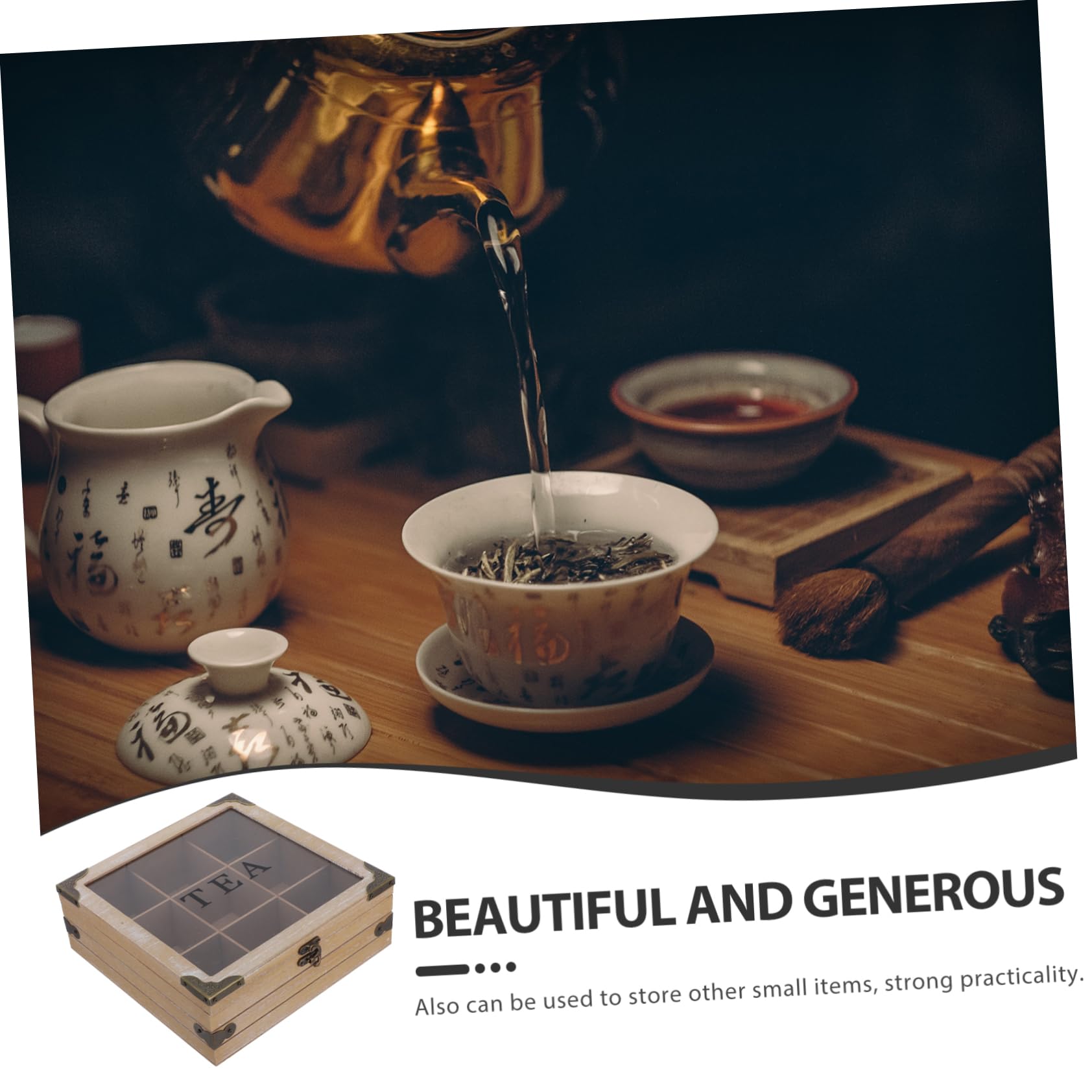 MAGICLULU Organizador de Cajas para Bolsitas de Té de Madera con Compartimentos Múltiples y Gran Capacidad, Soporte para Almacenamiento de Té Cocina