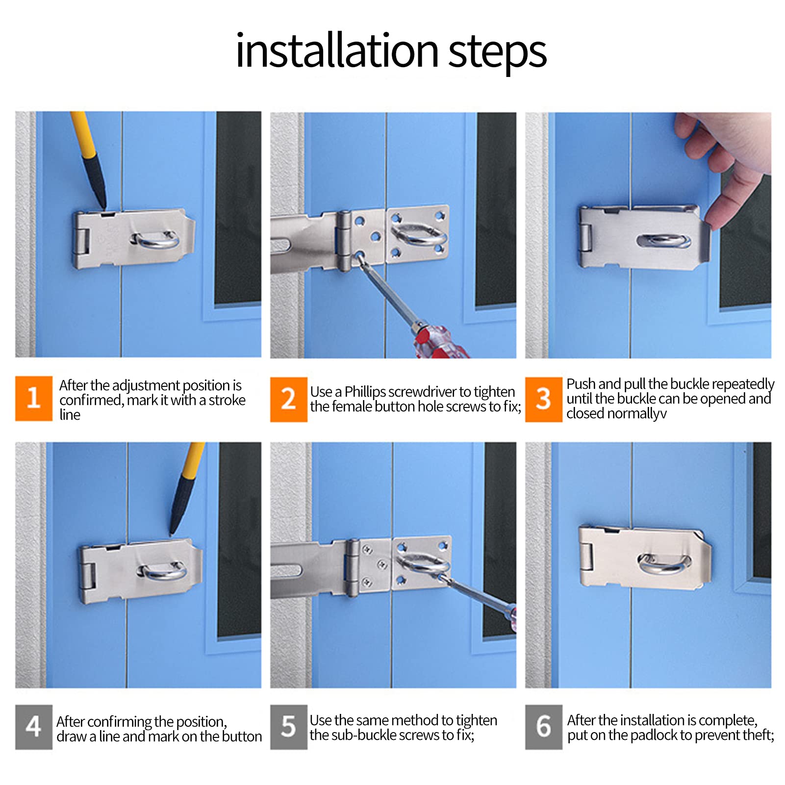 Rvs Hangslot Hasp Heavy Duty en Niet Sets Deurslot Bolt Veiligheid Lock
