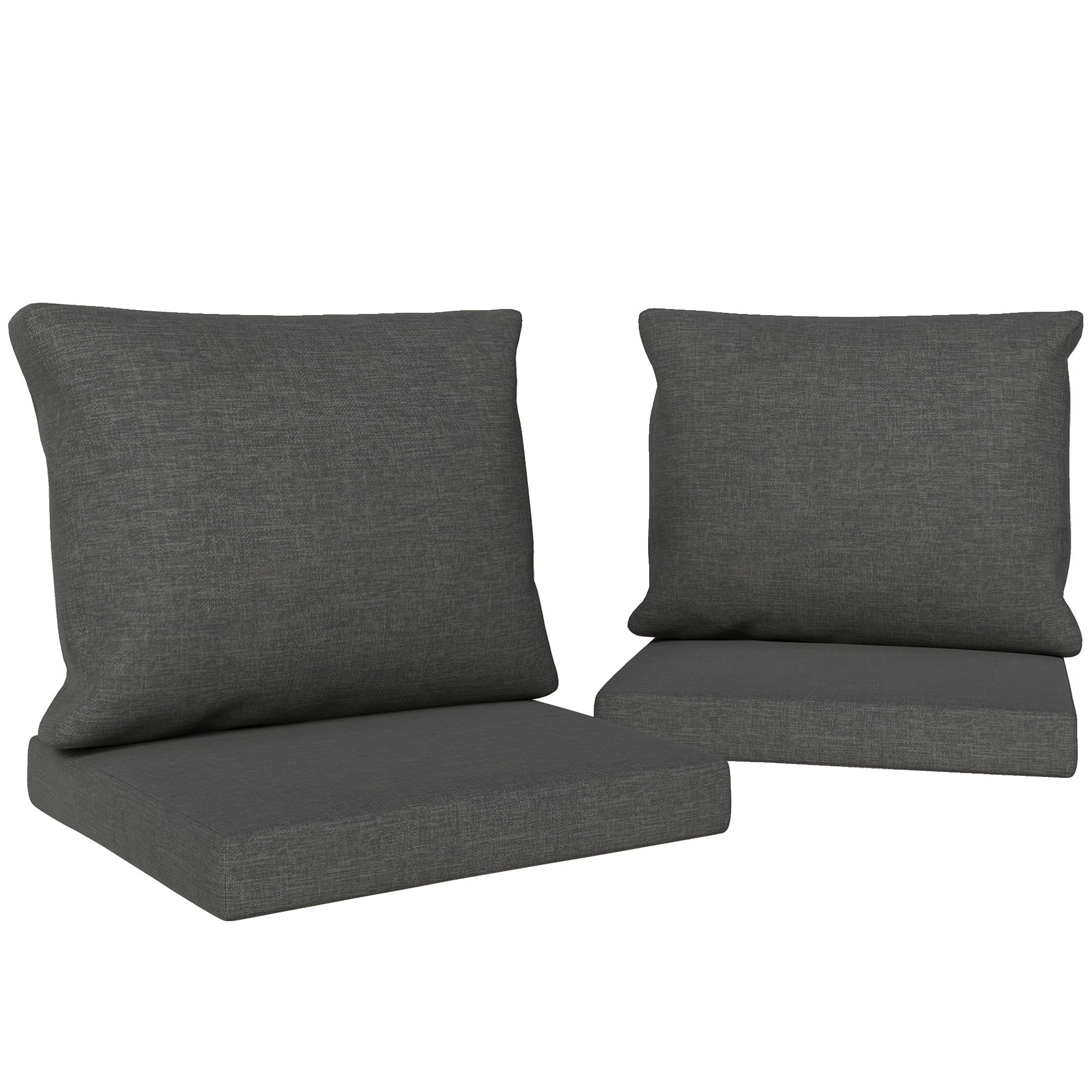 Outsunny Ensemble de 4 Coussins pour Salon de Jardin Lavables Gris Foncé
