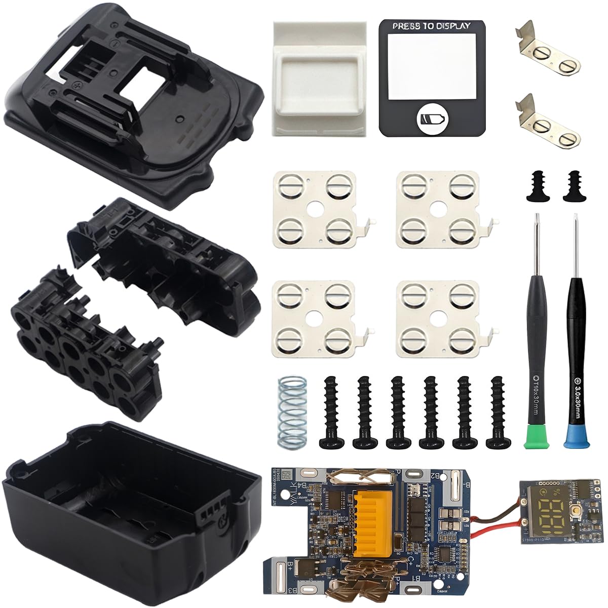 für Makita BL1830 18V Akku Gehäuse Ersatz, 10 Zellen Li-Lon Power Gehäuse mit PCB Platine für Makita BL1830 BL1840 BL1830B BL1840B BL1850 BL1850B BL1860 LXT-400 mit Gehäuseetikett