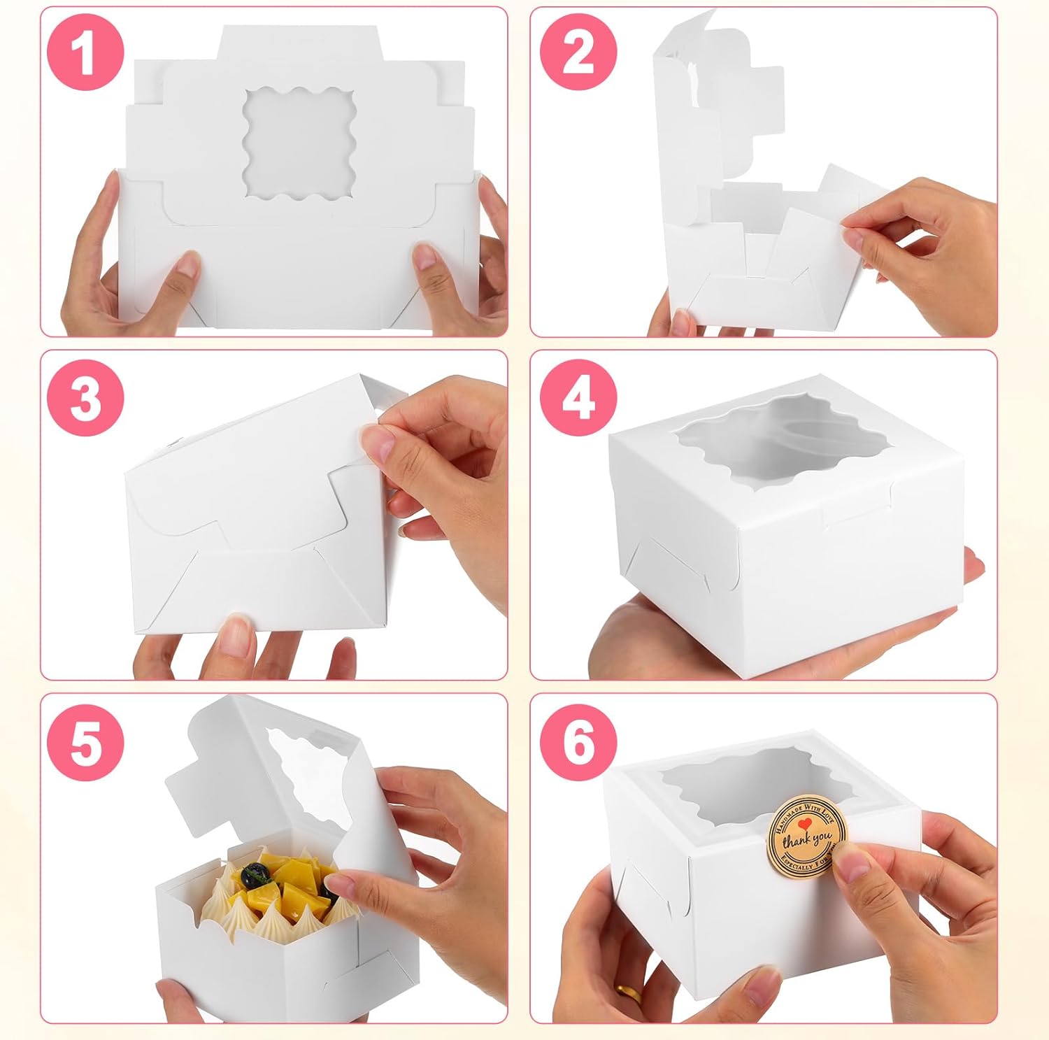 Mobestech 50 Pcs Cake Boxes Pastry Boxes With Lids Sheet Cake Boxes Cake Containers Cookie Container Dessert Boxes Baking Supplies