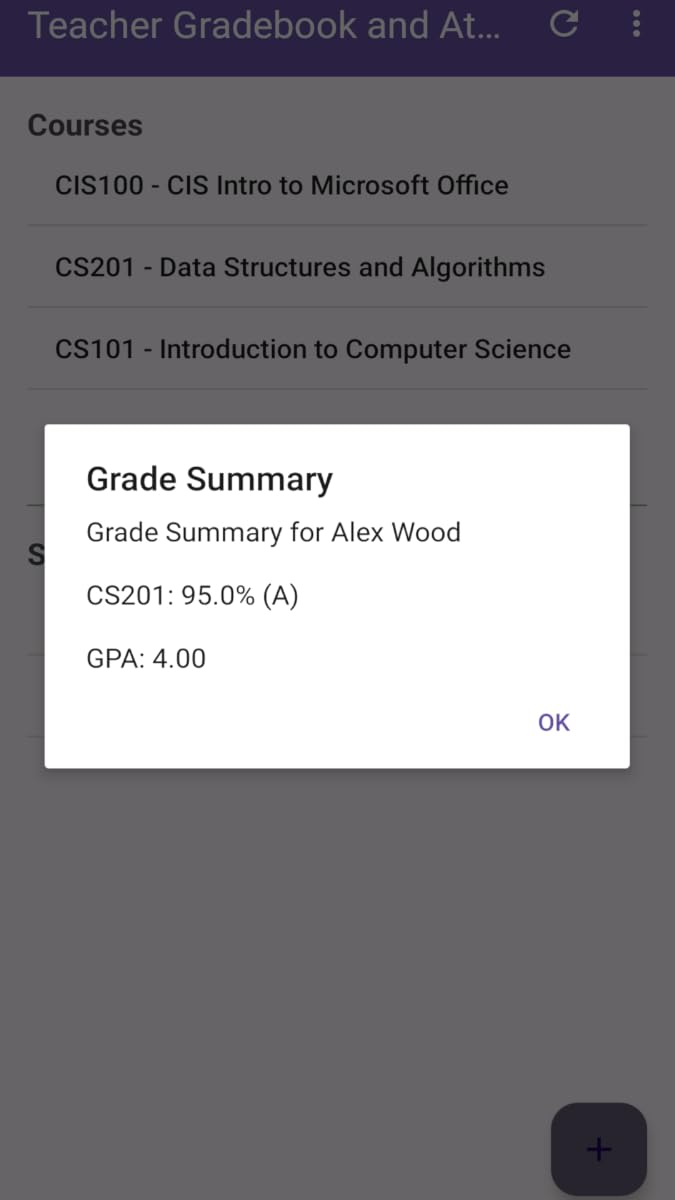 Grading Book and Attendance Sheet — view 2