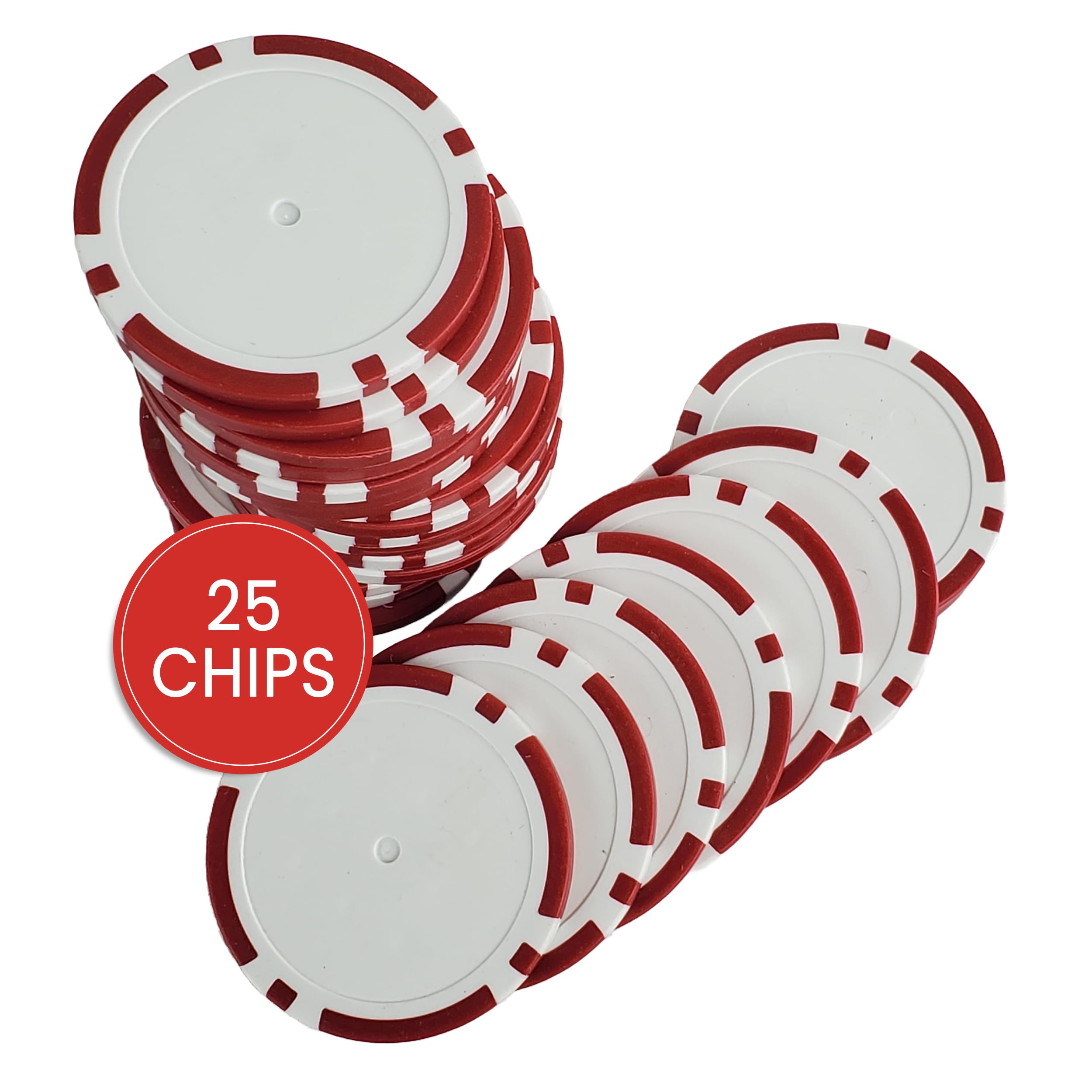 IT'S A SKIN 25 Pieces Custom Poker Chips Set - 11.5g Clay Poker Chips for Cardboard Activities, Late Night Games, Texas Holdem, Monte Carlo, Casino Chips, Card Club - Composite Board Games - Red