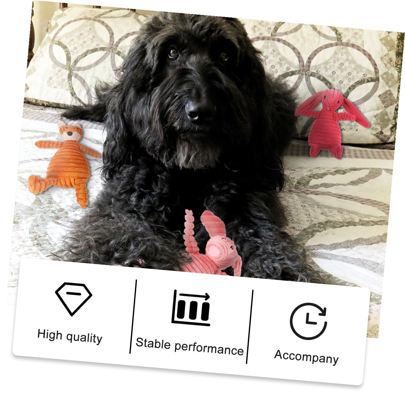 POPETPOP Giocattoli Sonori per Cani Set 3 Unitá in Peluche Resistente Suono, Design Adorabile per Giochi e Riduzione Comportamenti Distruttivi