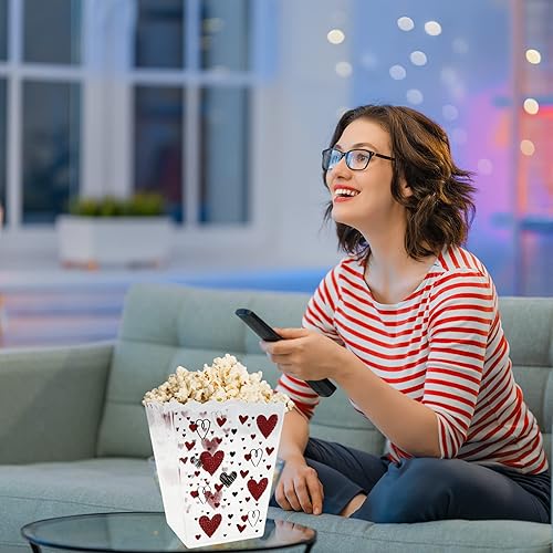 Miniatura 7 de GS - Cubos de palomitas de maíz para el día de San Valentín bañera de dulces de corazones tazas decorativas reutilizables para el hogar noches de