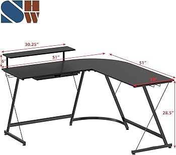 Amazon.com: SHW 51 x 51 Inches Vista L-Shaped Desk with Monitor Amazon.com: SHW 51 x 51 Inches Vista L-Shaped Desk with Monitor