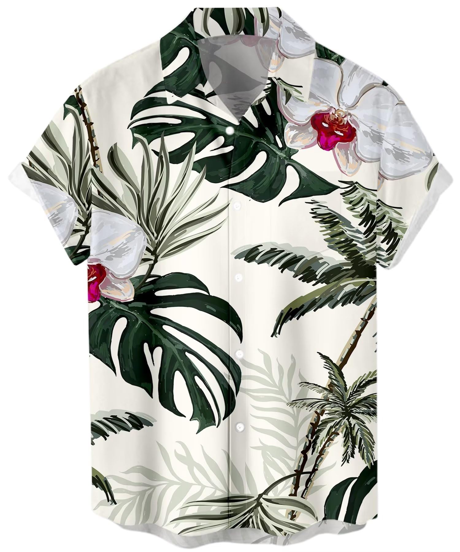 WHO IN SHOPMen's Short Sleeve Button Down Bowling Shirts Hawaiian Casual Printed Beach Shirt Summer Regular Fit Top